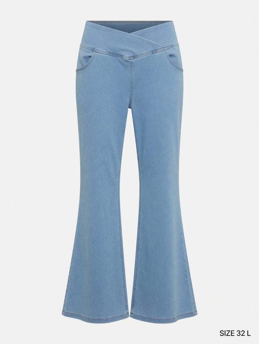 Crossover-Waist Blue Jean Pants – Size 32 L
